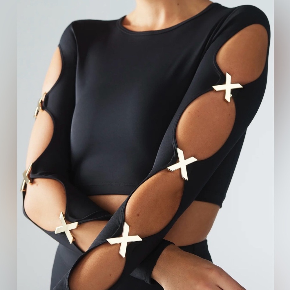 Savage X Fenty Black Crop Top with Gold X Details